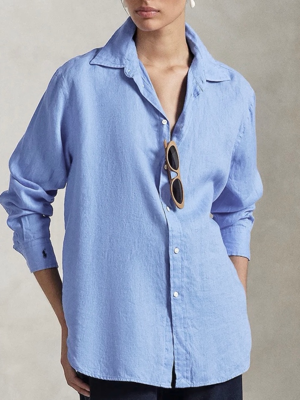 Ralph Lauren Linen Button Down Shirt Size Large women’s top beach summer